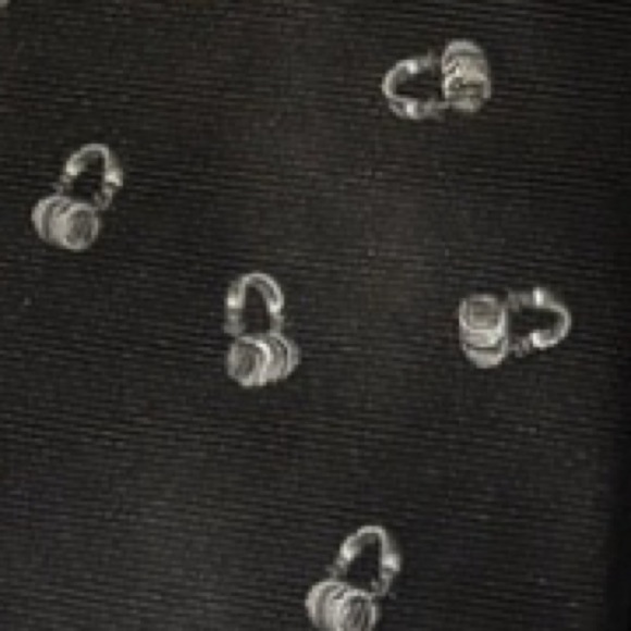 Headphones Tie with Black and Silver Headphones Novelty Print. DJ vibes. SKU8 - Picture 3 of 4